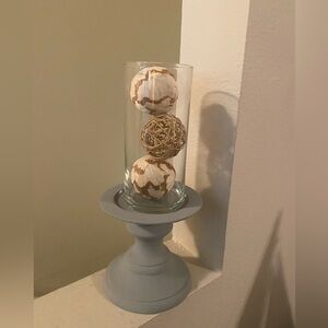 Painted Wooden Base with Removable Glass Vase. Balls Not Included